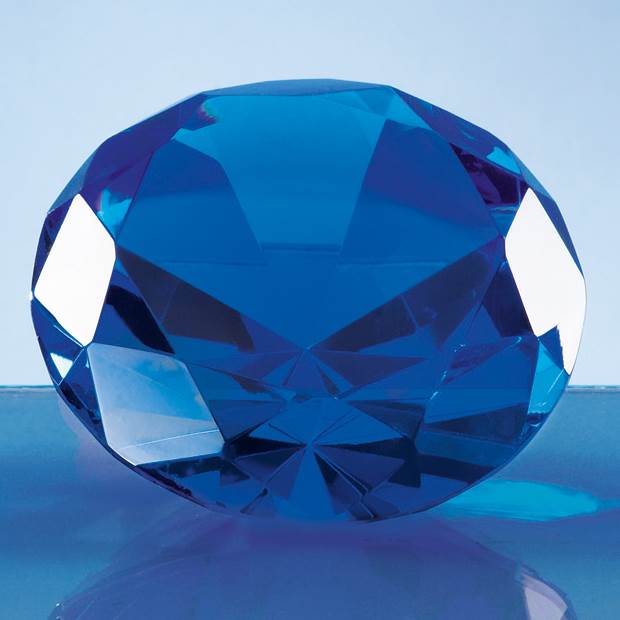 Optical Crystal Blue Diamond Paperweight